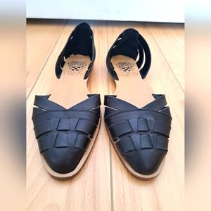 Vince Camuto Hallie Flats Woven Steel Leather d'Orsay Womens Size 6 point toe